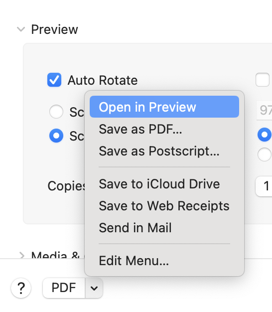 Print > PDF > Open in Preview
